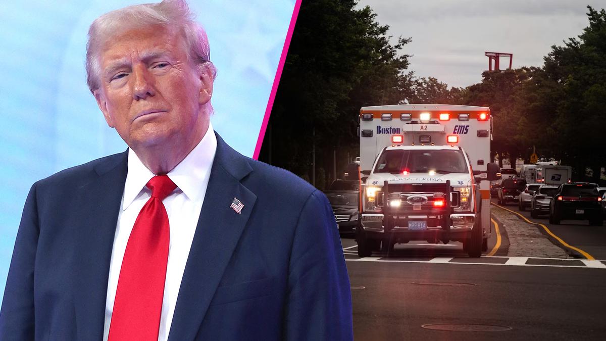 Composite photo of Donald Trump and ambulence.