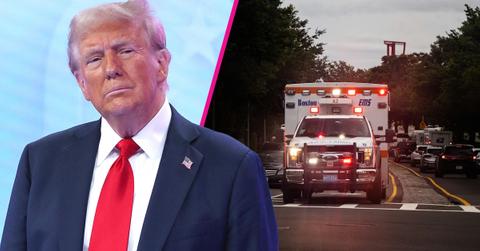 Composite photo of Donald Trump and ambulence.