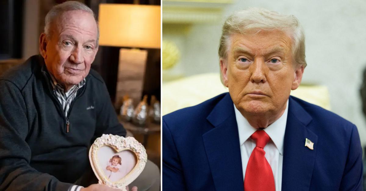 Photo of John Ramsey; picture of Donald Trump.