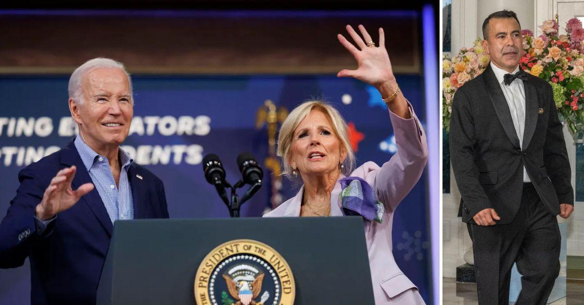 Photo of Joe and Jill Biden and an image of Anthony Bernal.