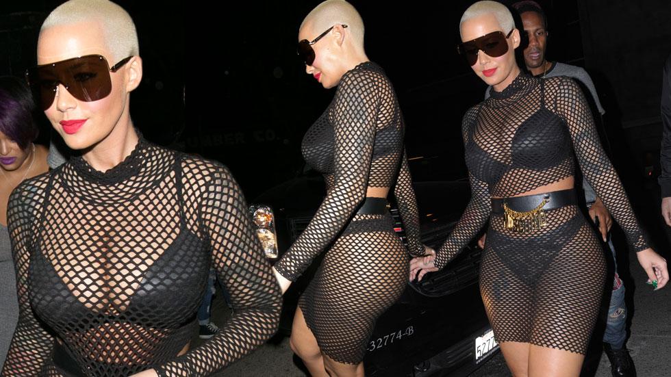 Amber rose see thru sheer sexy outfit