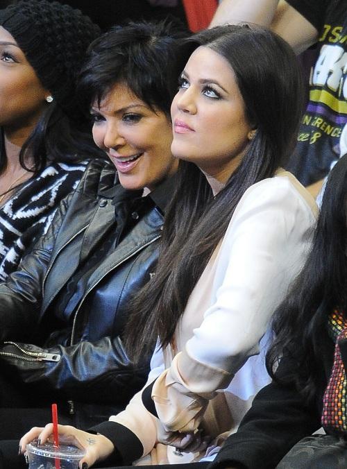 Khloe Kardashian and Kris Jenner at the LA Lakers v LA Clippers game at the Staples Center in Los Angeles, California