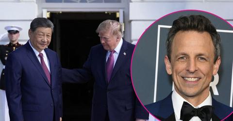 Composite photo of Xi Jinping, Donald Trump and Seth Meyers.