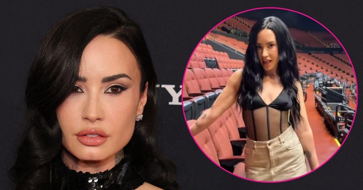 demi lovato sheer black top tour tease