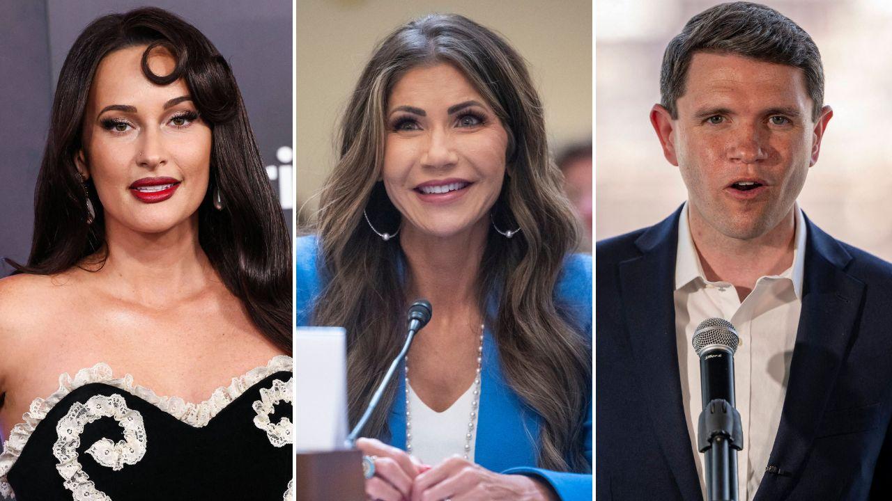 Photo of Kacey Musgraves, Kristi Noem and James Talarico.