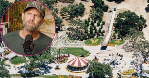 composite photo of neverland ranch and kirk cameron