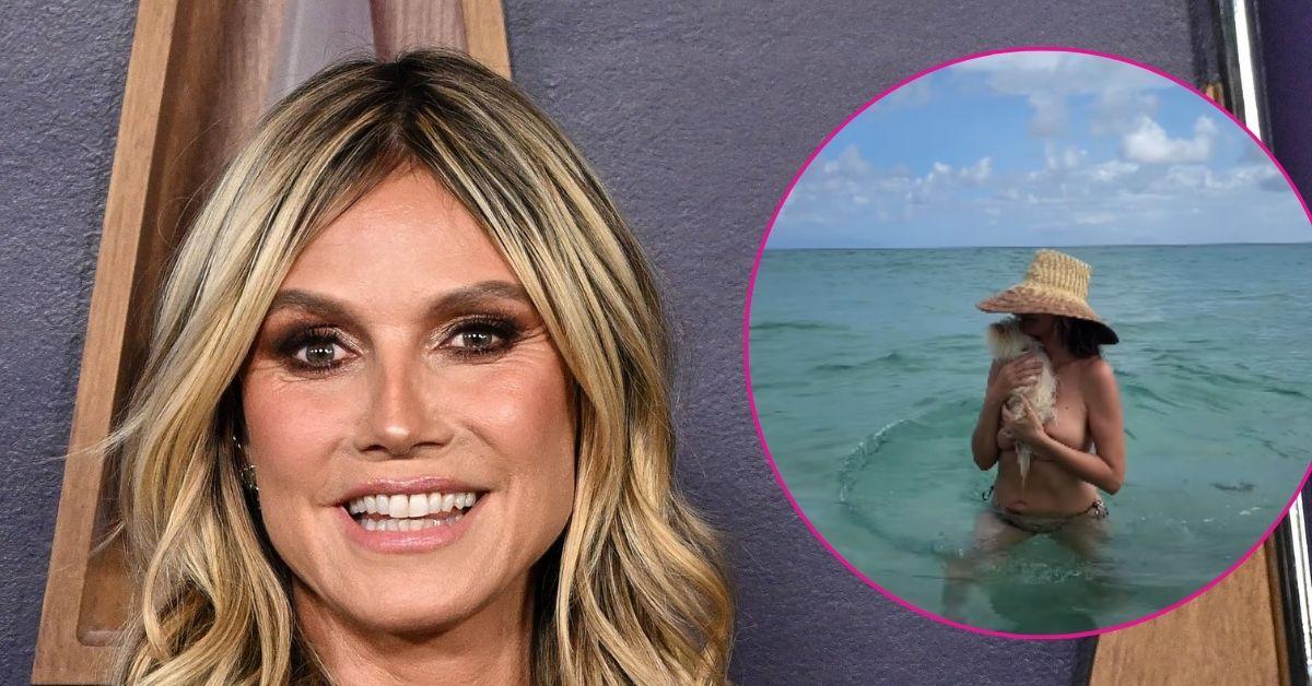 heidi klum topless ocean dog photos