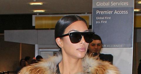Kim Kardashian arriving at JFK Airport with Kanye West in New York City