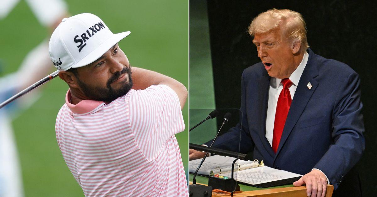 Photo of JJ Spaun and President Donald Trump