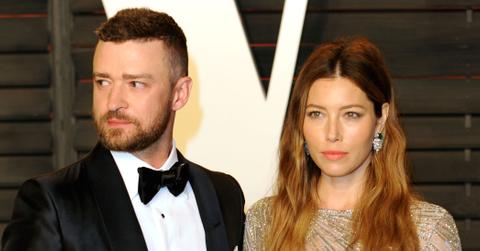 Justin Timberlake and Jessica Biel arrive at the Vanity Fair Oscar Party