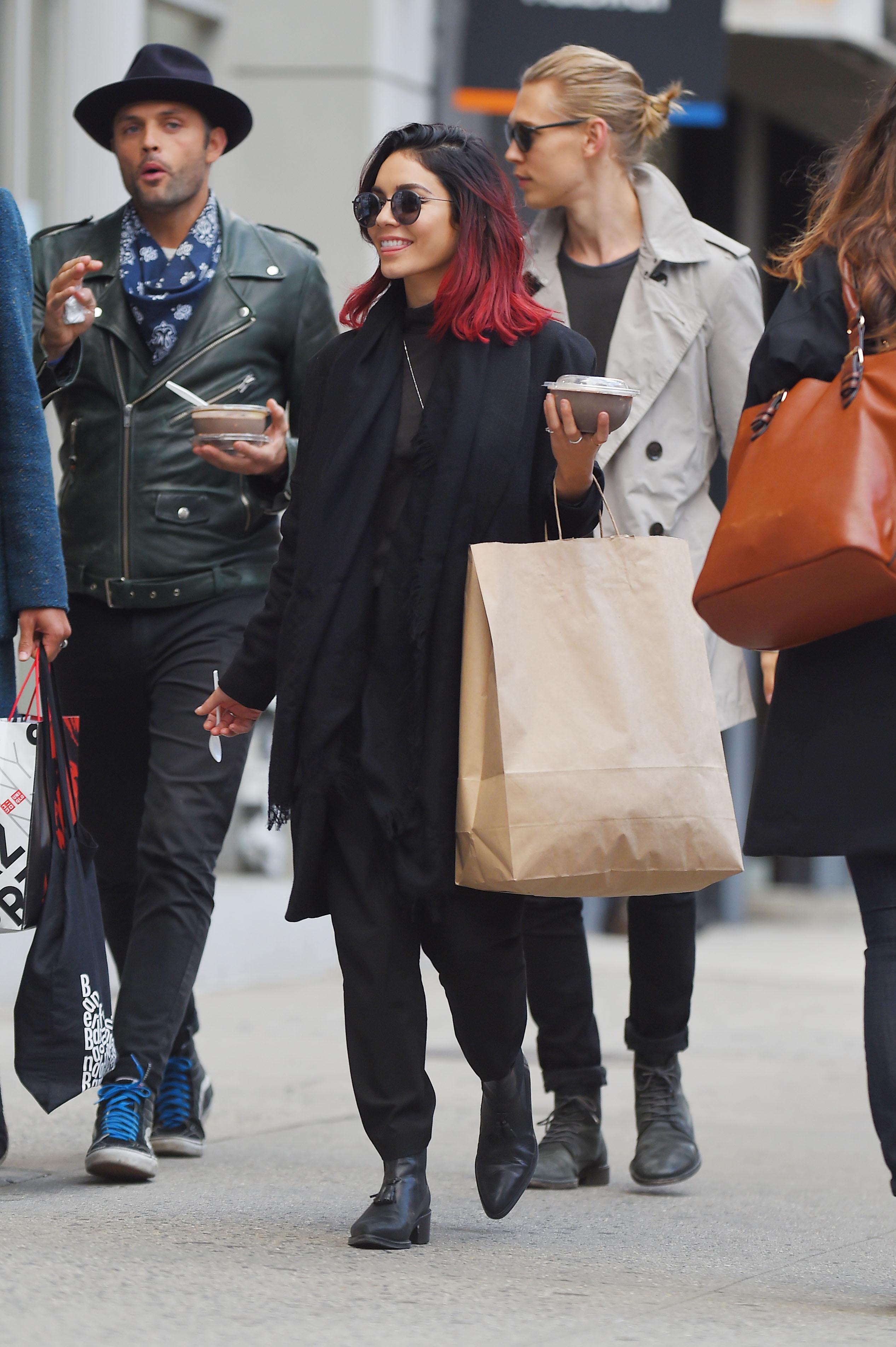 Vanessa Hudgens and boyfriend Austin Butler walk through SoHo