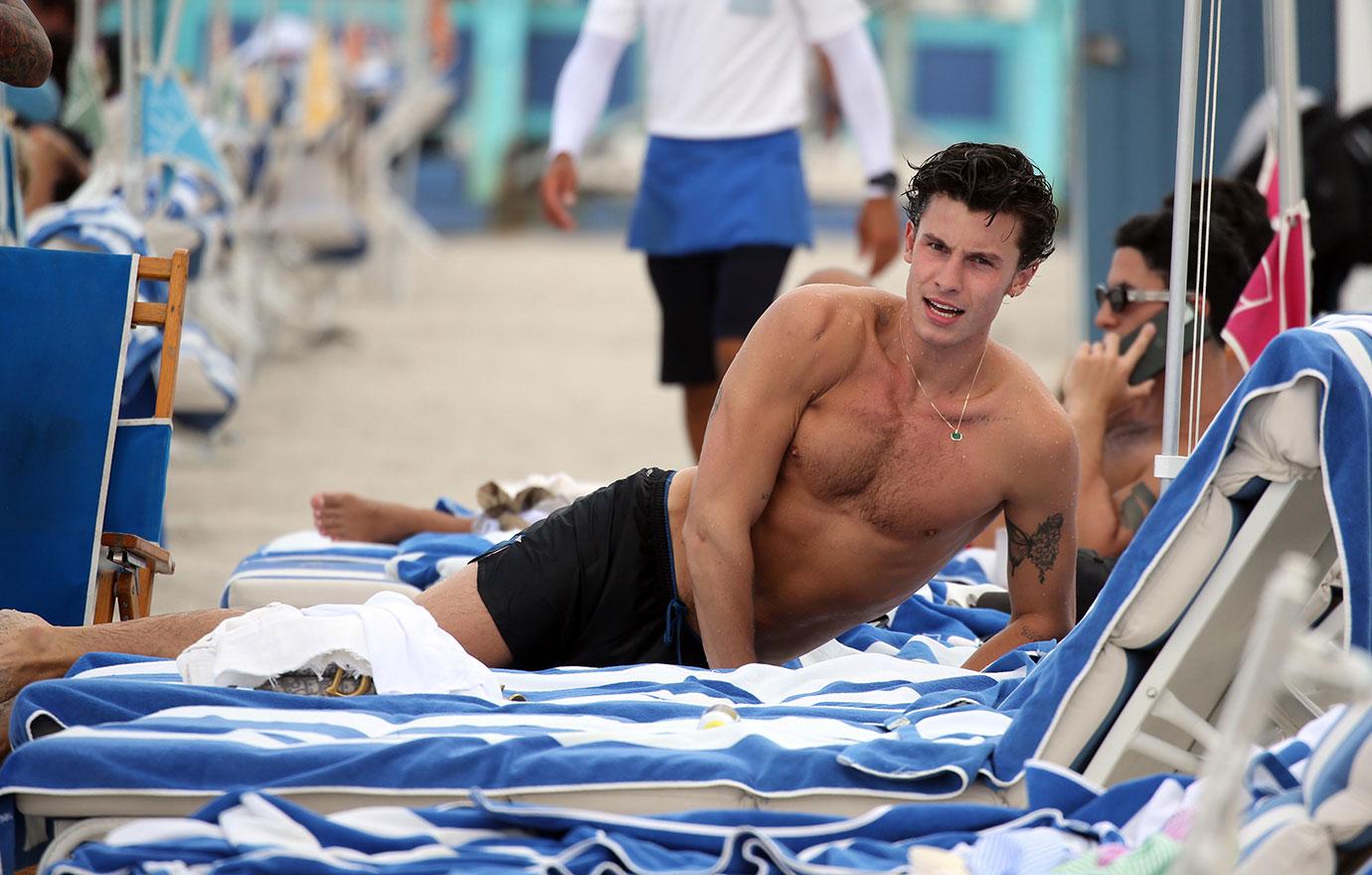 shawn mendes takes a dip in the ocean while in miami