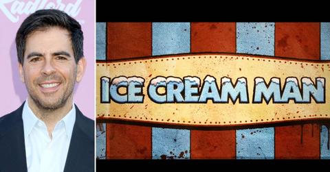 Photo of Eli Roth and 'Ice Cream Man' trailer.