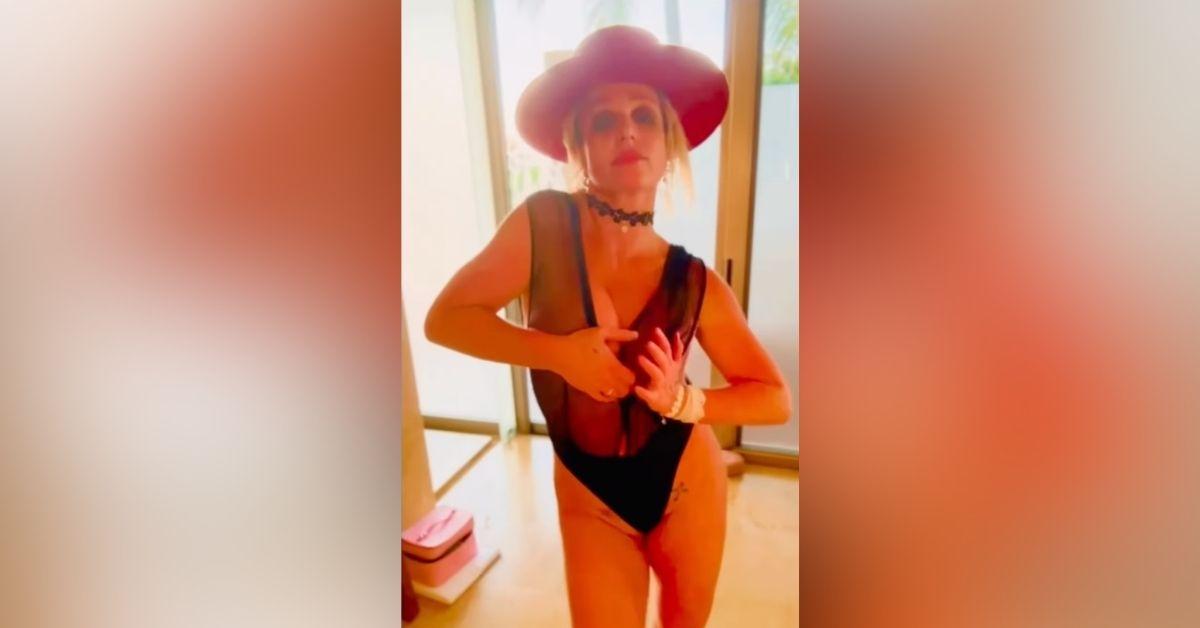 image of The 'Sometimes' singer touched herself and grabbed her butt in the clip.