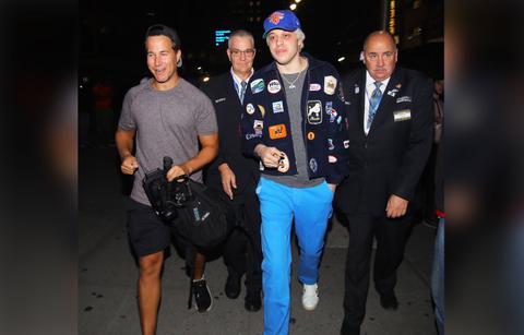 pete davidson arrives at madison square garden in nyc
