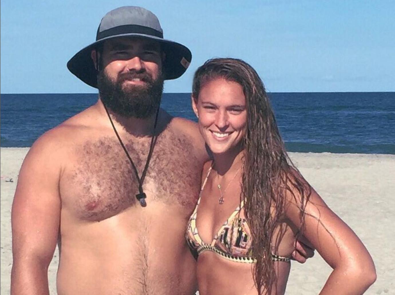 jason kelce shirtless bulge beach photo dad body fans drool