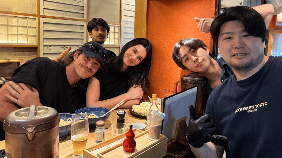 Photo of Jacob Elordi and Kendall Jenner with Udon Shin staff