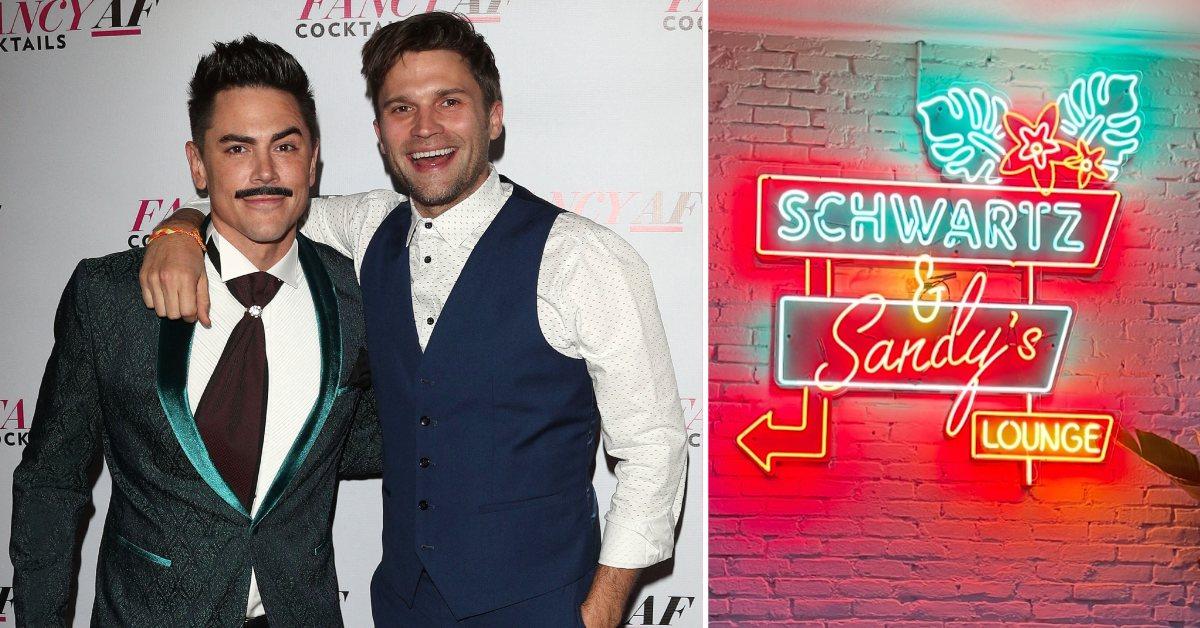 Photo of Tom Sandoval with Tom Schwartz and an exterior photo of Schwartz & Sandy's Lounge.