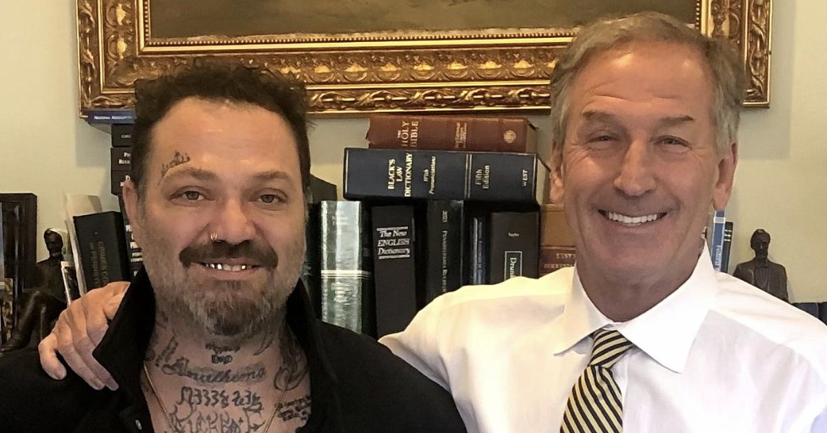 Photo of Bam Margera and his lawyer Michael T. van der Veen.