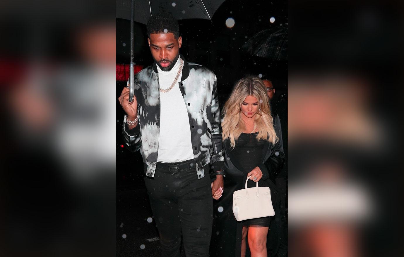 Tristian Thompson arrives at his birthday celebration with pregnant Khloe Kardashian