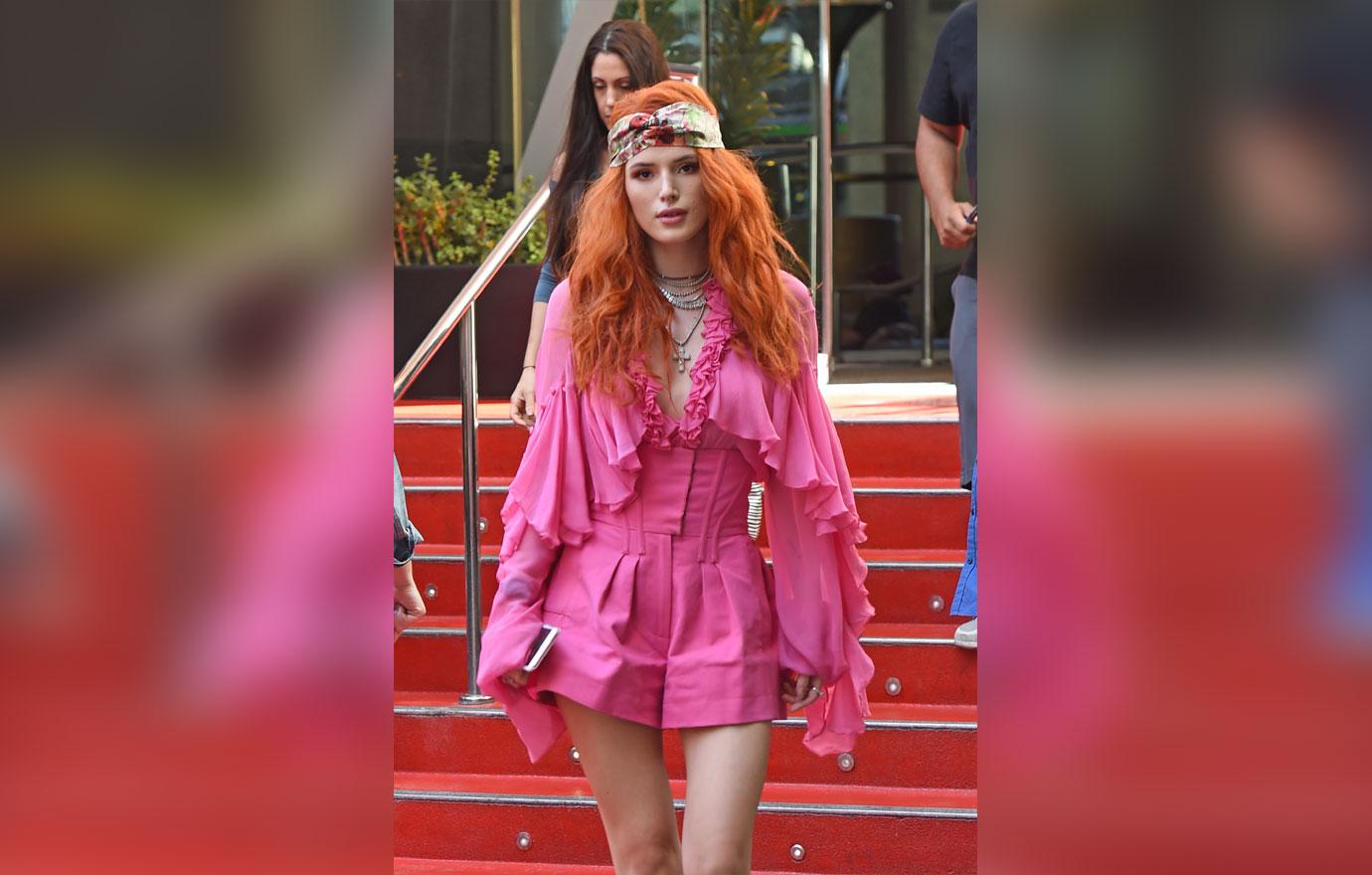 Bella Thorne Struts In A Bright Pink Outfit To Promote 'I Still See You'