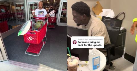 Split photo of woman and Target employee