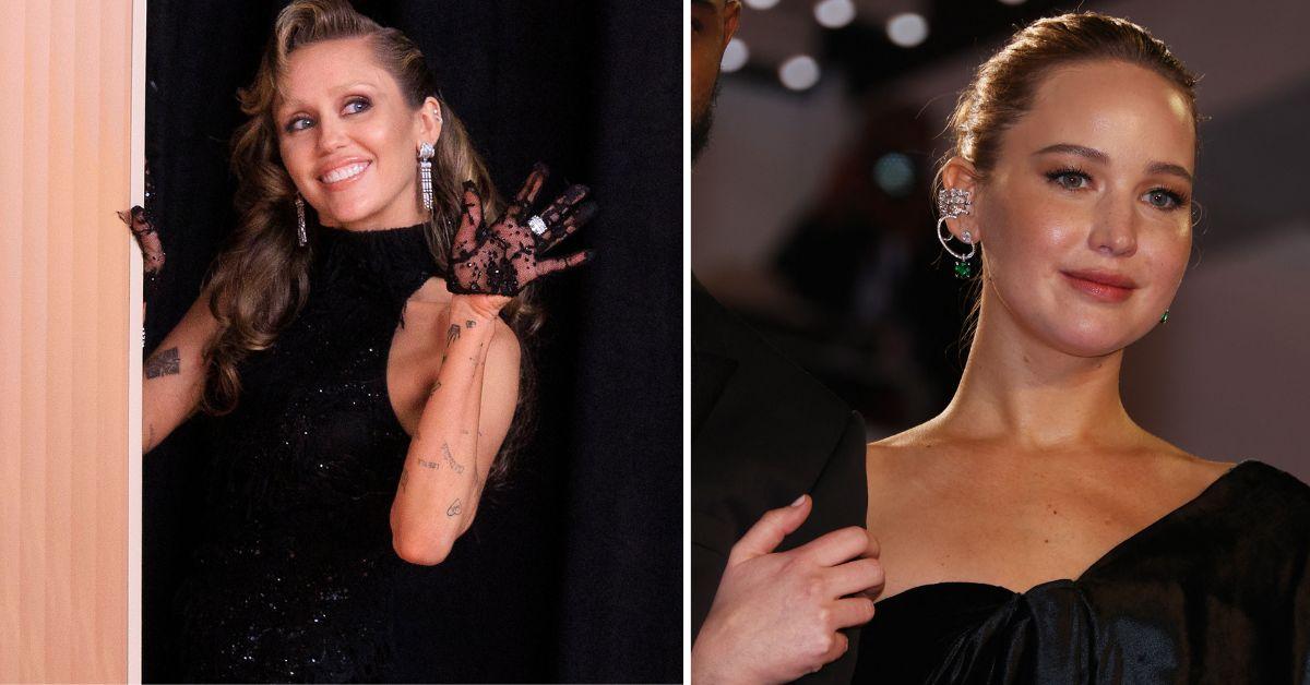 Photo of Miley Cyrus and Jennifer Lawrence