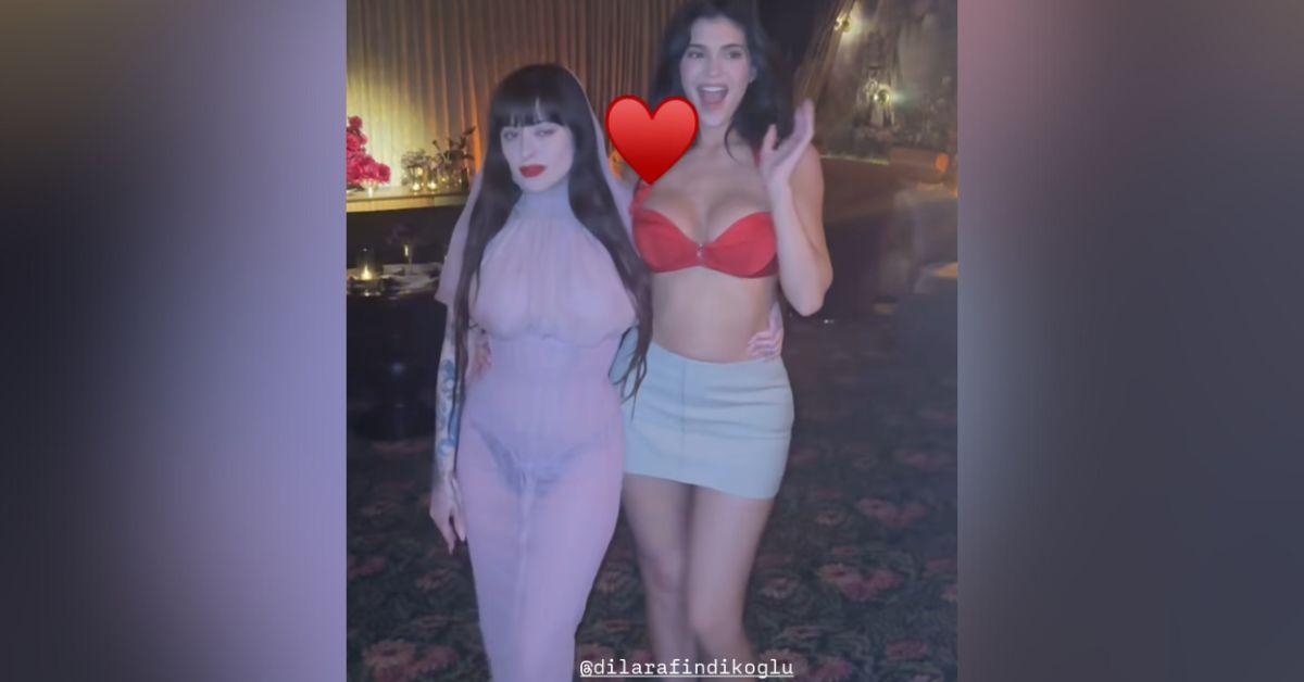 kylie jenner shows cleavage hailey bieber and kendall jenner photos