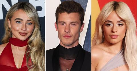 Composite photo of Sabrina Carpenter, Shawn Mendes and Camila Cabello.