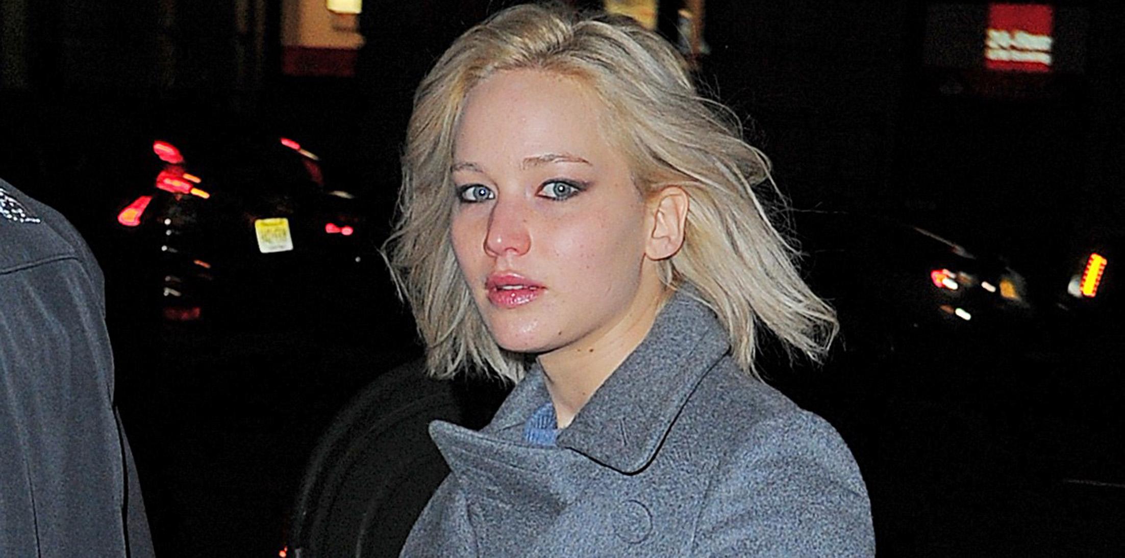 Jennifer Lawrence gets dinner at Nobu on a windy night in New York