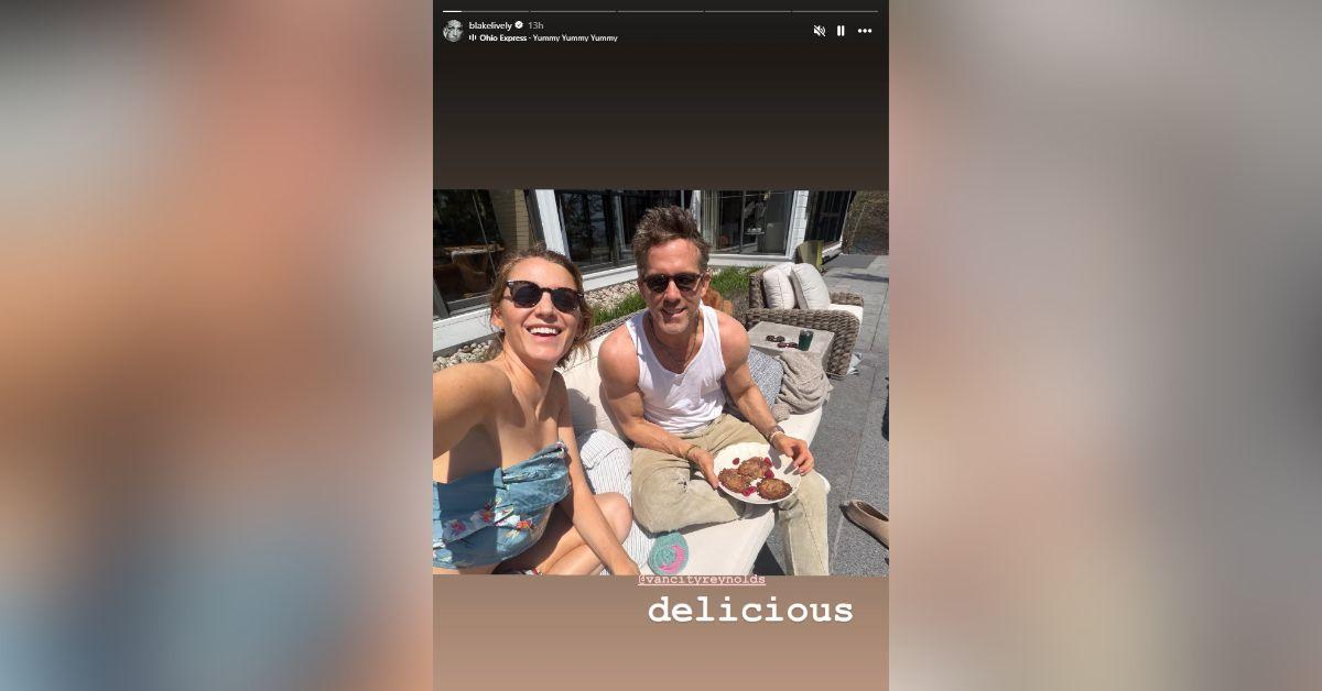 image of Blake Lively playfully showed off Ryan Reynolds’ muscular arms in a series of Instagram Stories.