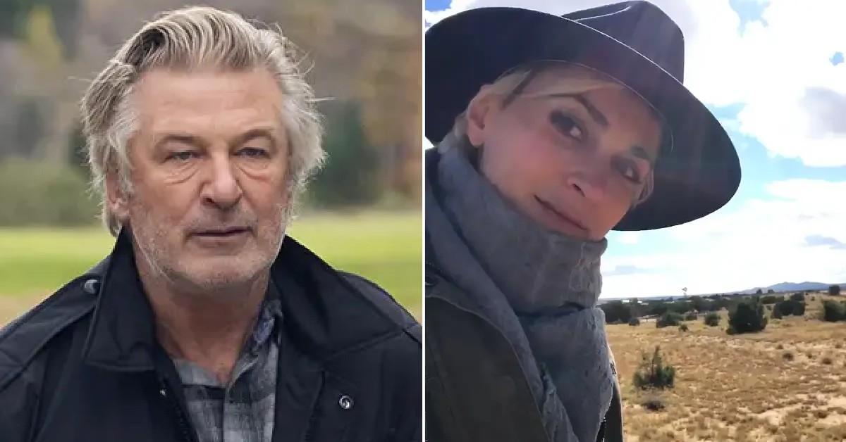 Split photo of Alec Baldwin and Halyna Hutchins.