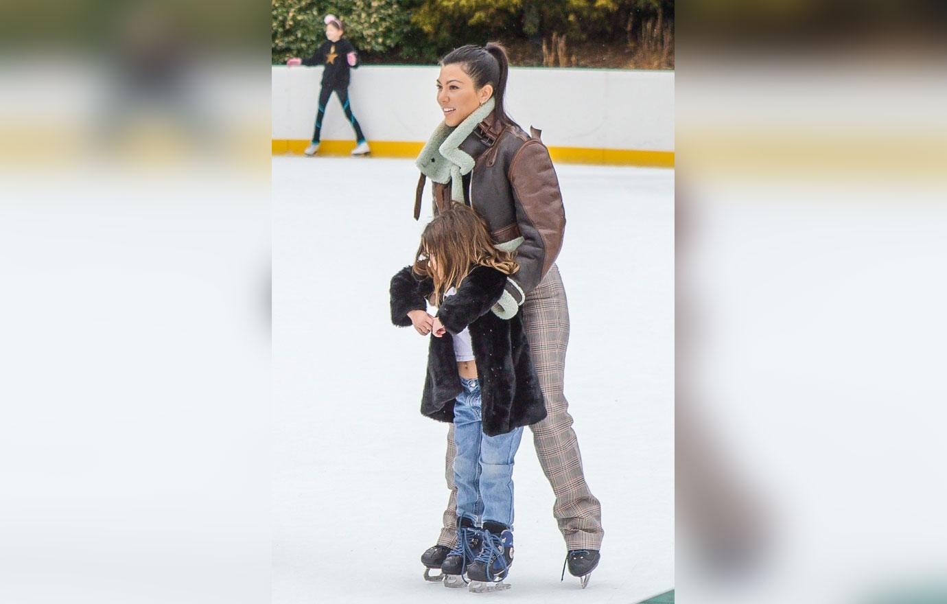 Kourtney Kardashian takes Penelope and North Ice Skating in Central Park