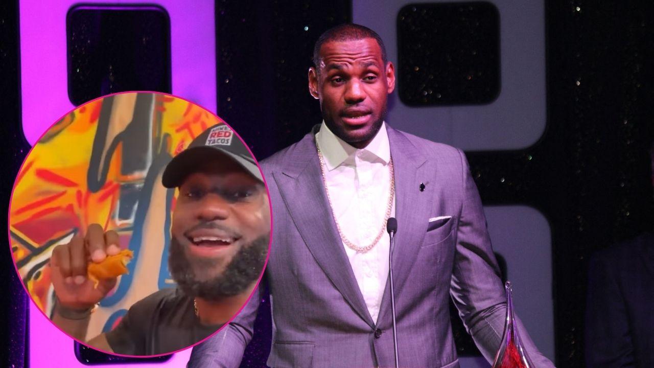 Split photo of LeBron James
