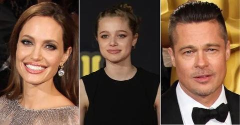 Composite photo of Angelina Jolie, Shiloh Jolie and Brad Pitt