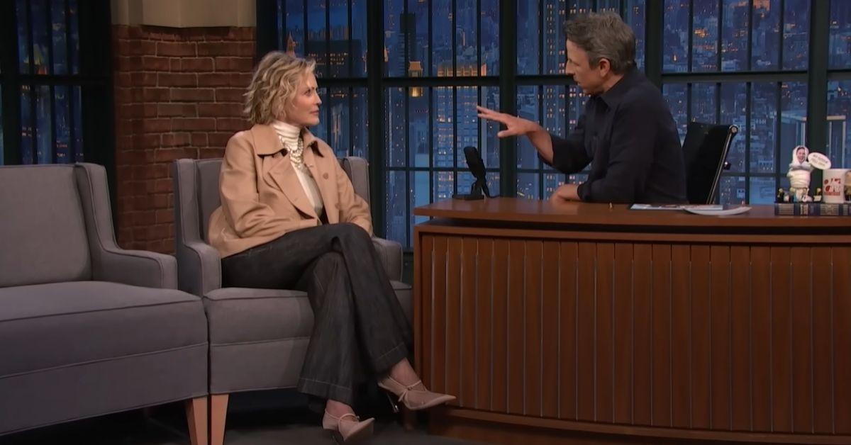 Photo of Sharon Stone and Seth Meyers