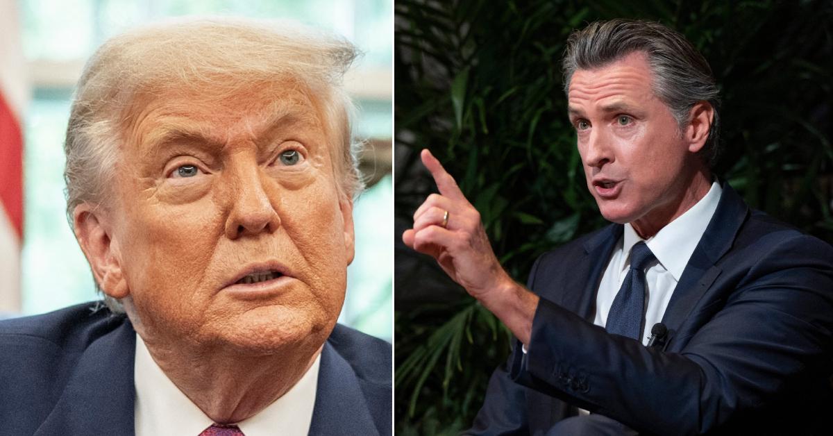 Photo of Donald Trump; picture of Gavin Newsom.