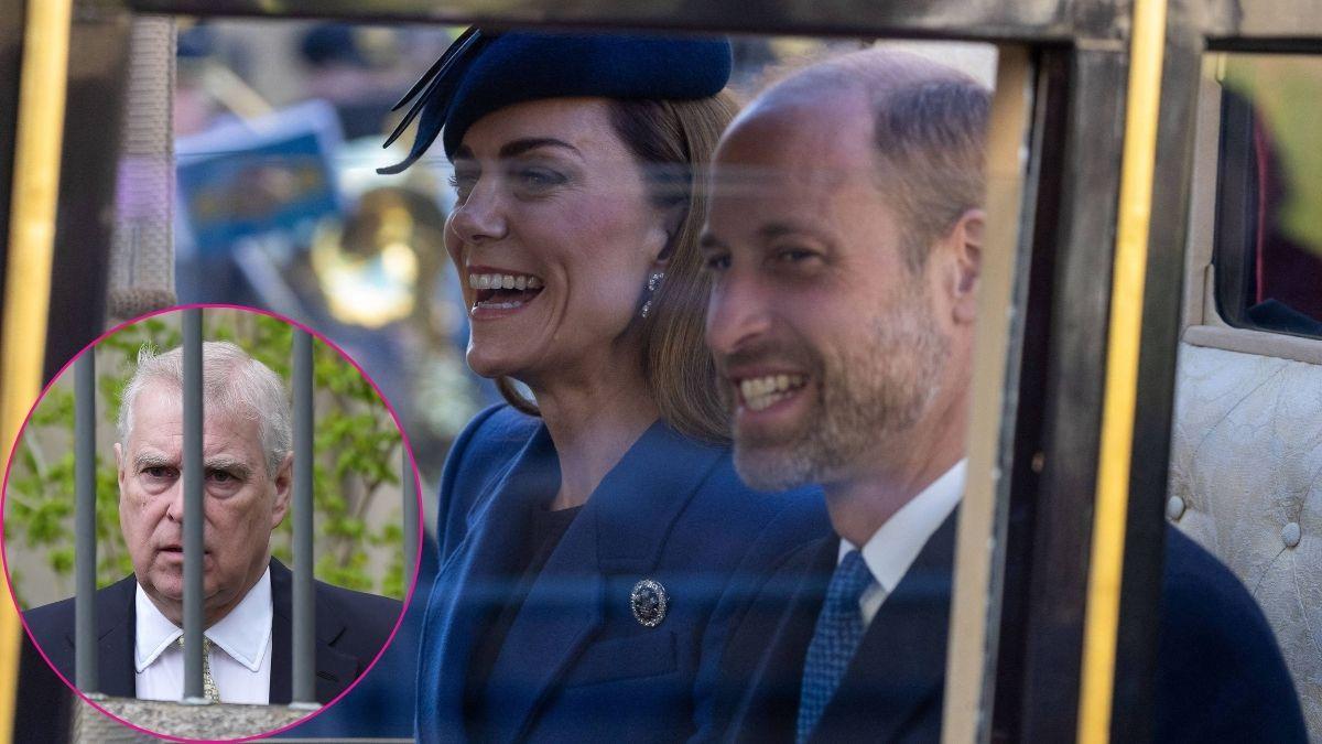 Split photo of Ex-Prince Andrew, Prince William and Princess Kate.