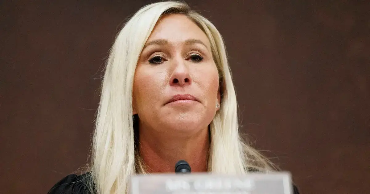 image of Marjorie Taylor Greene claims the president 'kicked' her out of his inner circle. 