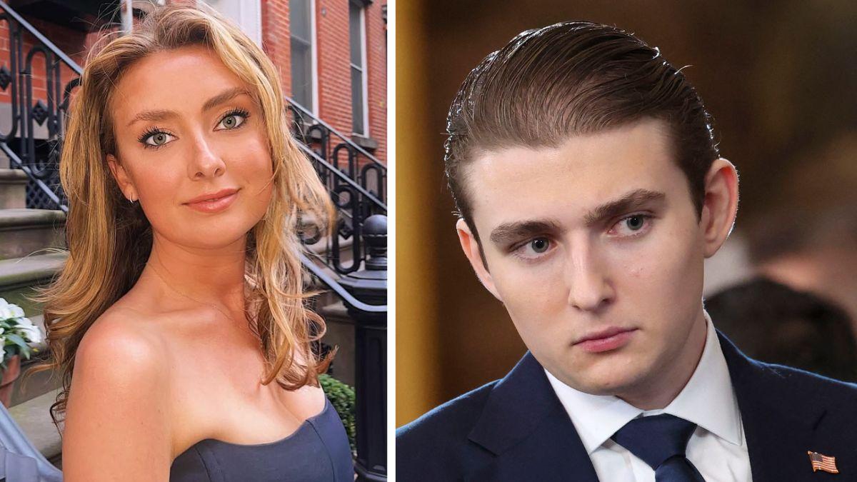 split photo of rikki schlott and barron trump