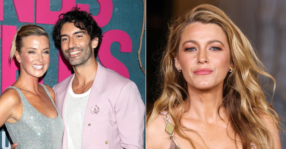 Photo of Emily and Justin Baldoni; picture of Blake Lively.