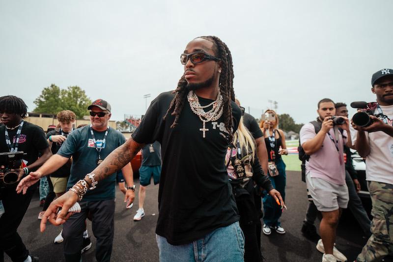 quavo at th annual huncho day celebrity charity football game hosted by mens performance brand legends