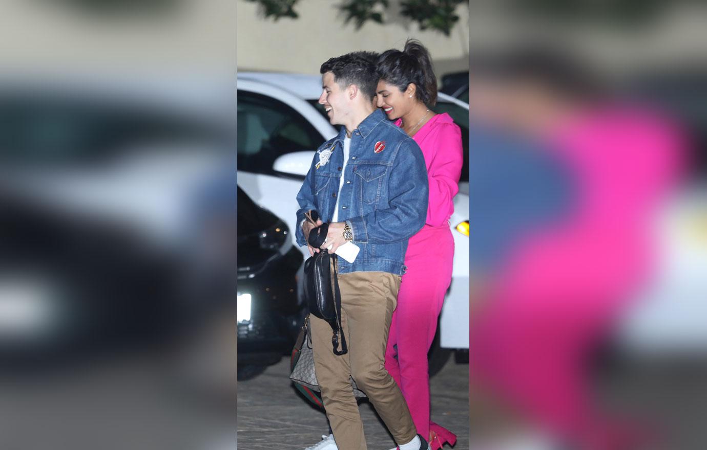 Nick Jonas and Priyanka Chopra living the restaurant.