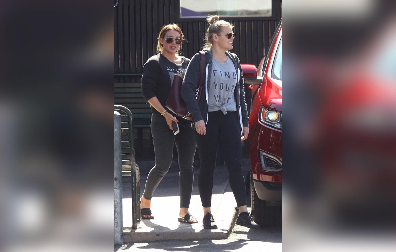 Hilary Duff is all smiles in athletic wear as she grabs lunch on