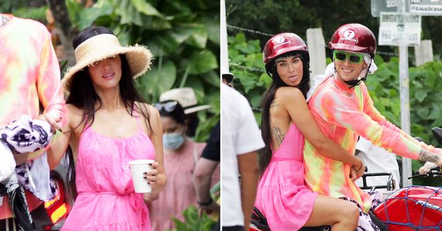 megan fox pink sundress machine gun kelly mexico ok