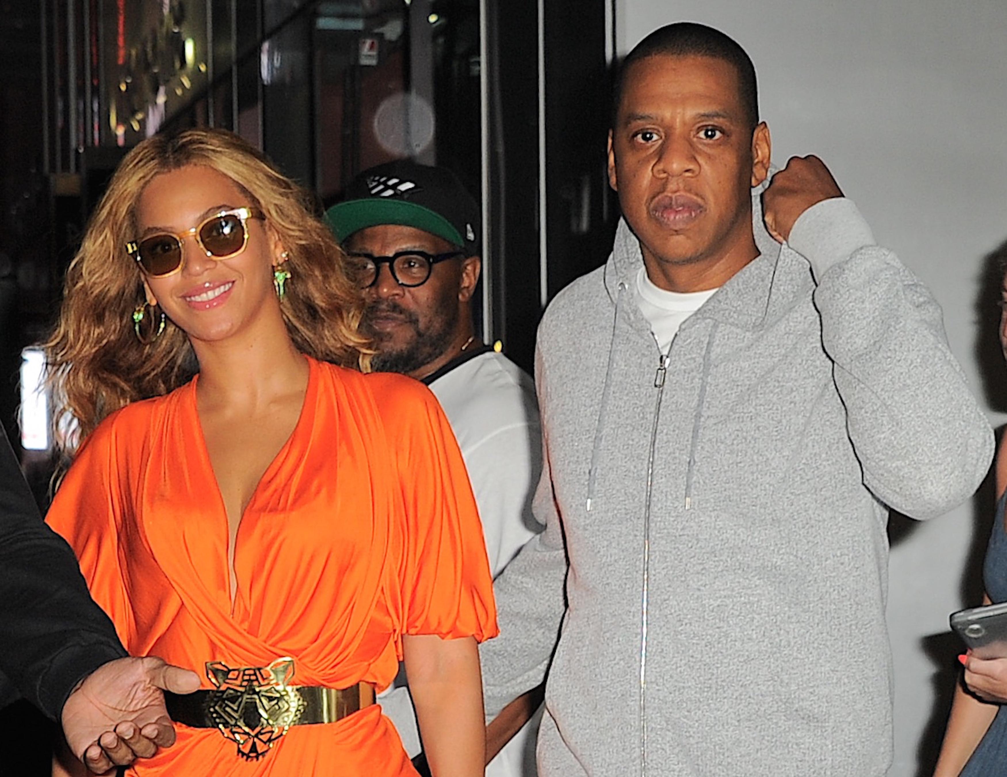 EXCLUSIVE: Beyonce and Jay Z leave their NYC office together following their vacation in Florence, Italy