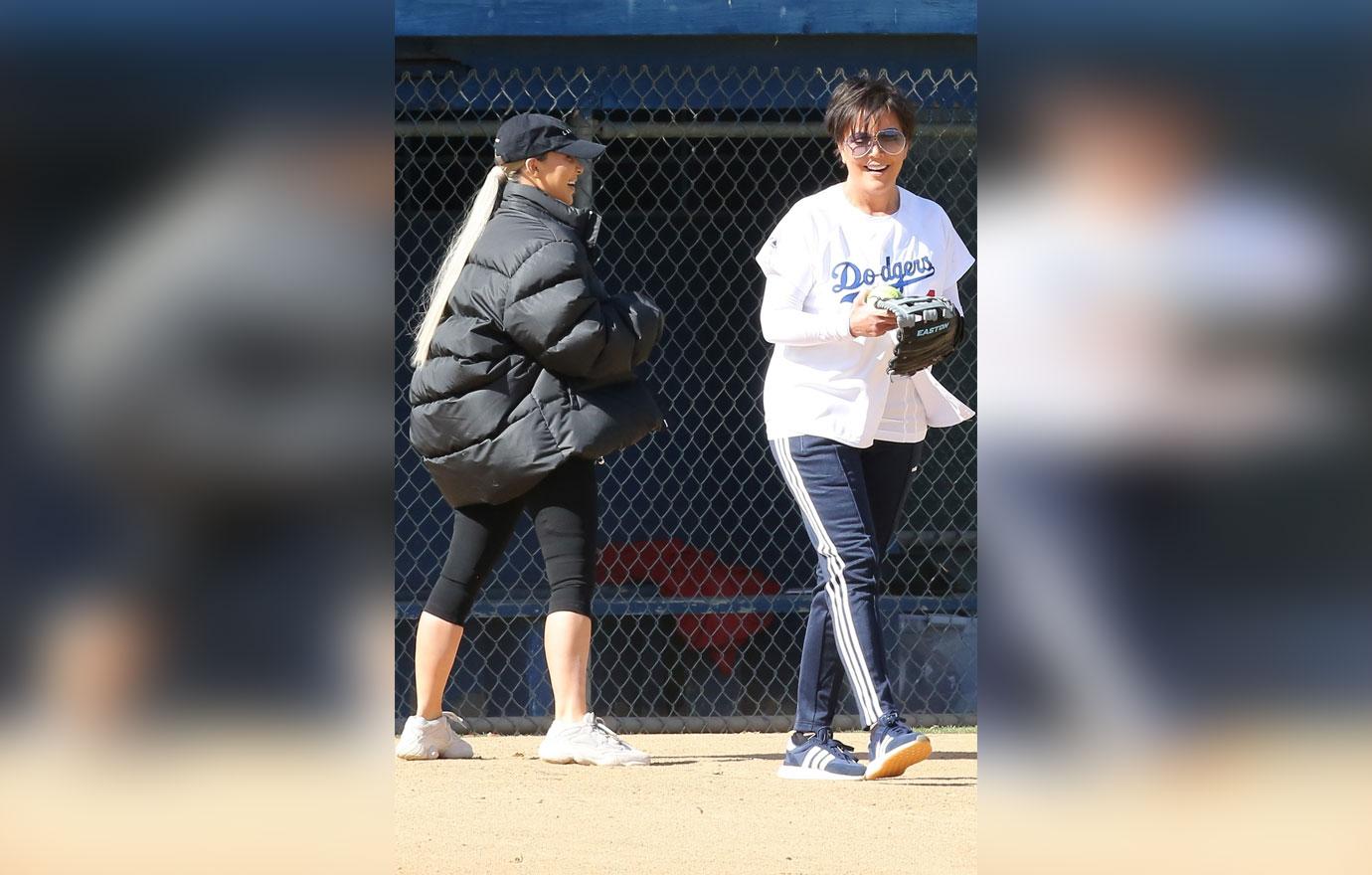 *EXCLUSIVE* The Kardashian girls try their hand at softball!