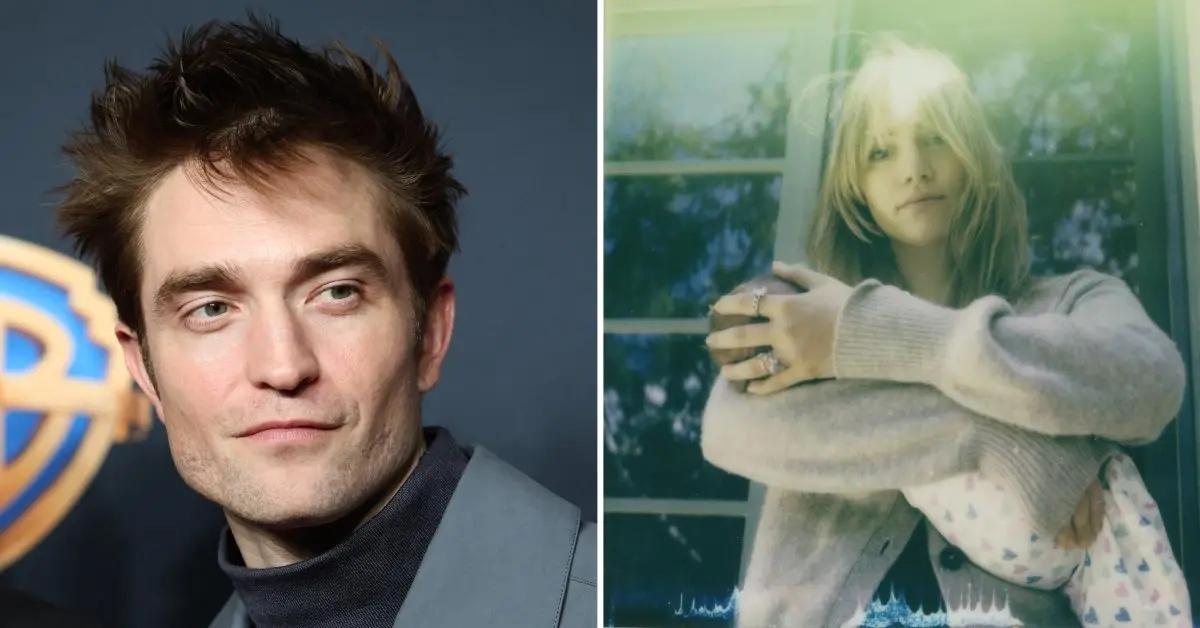 Photo of Robert Pattinson and a picture of Suki Waterhouse with their daughter.