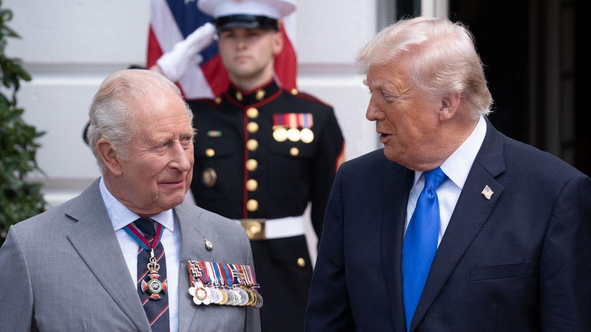 Photo of King Charles III and Donald Trump.