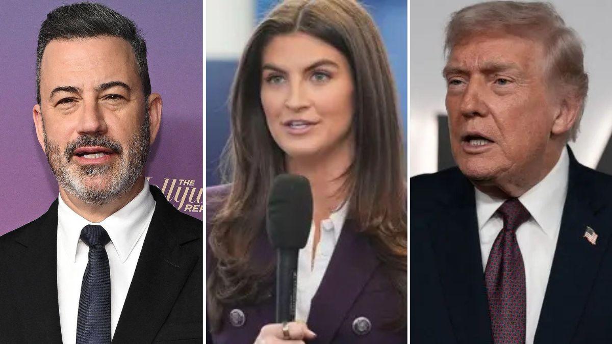 Photo of Jimmy Kimmel, Kaitlin Collins and Donald Trump